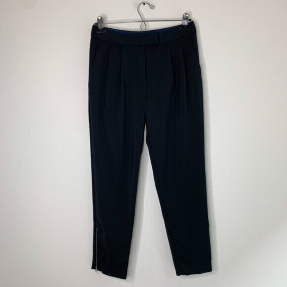 Wilfred Aritzia Pants Trousers Straight leg zipper ankle pleated Black Size 0 - Picture 7 of 15